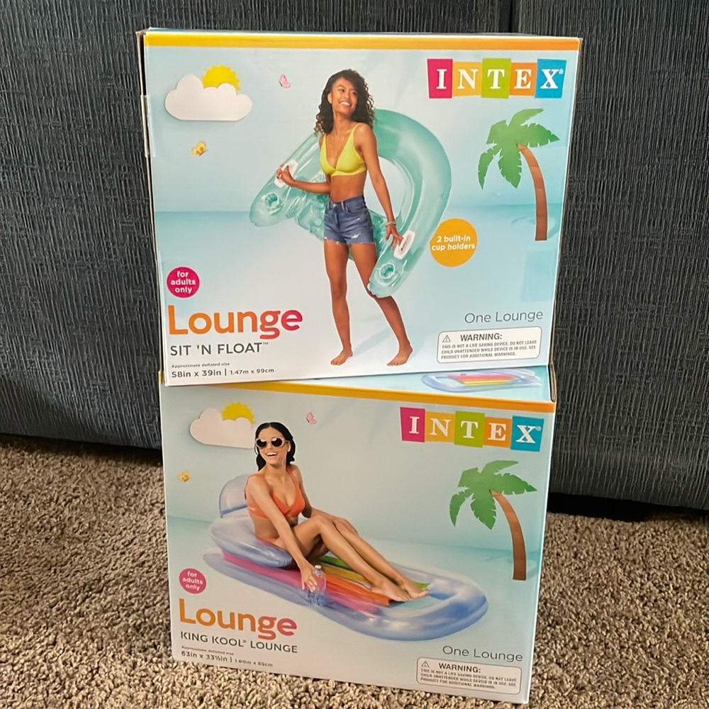Intex Sit 'n Float Lounge Chair Cup Holders blue/green & King Kool Lounge-Adult